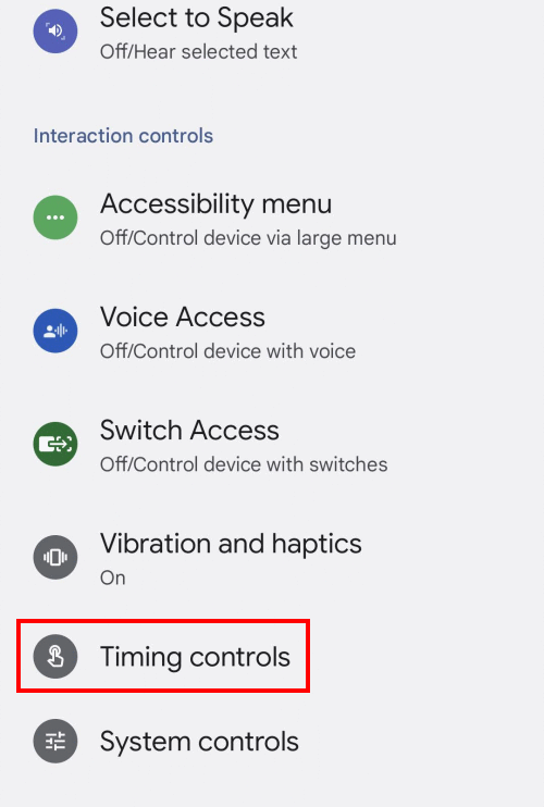 Tap Timing controls